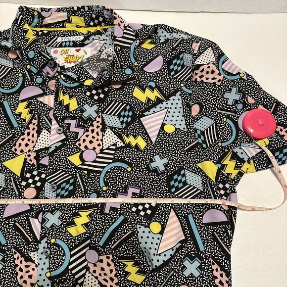 Oh Snap! Retro 90s Theme Geometric Stretch Shirt Drill Clothing Mens Size Large - Picture 3 of 6